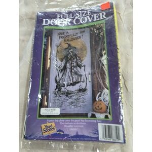 Vintage 1990s Halloween Door Cover 30 x 60" Witch Pumpkin Fun World‎ NOS Plastic
